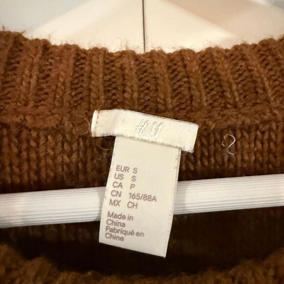H&M brown chevron crewneck wool blend sweater size small - Picture 4 of 9